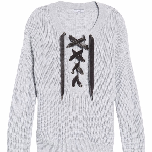 NWT $208 Rails Olivia Cotton Blend Lace Up Sweater  in size Medium! - Picture 2 of 5